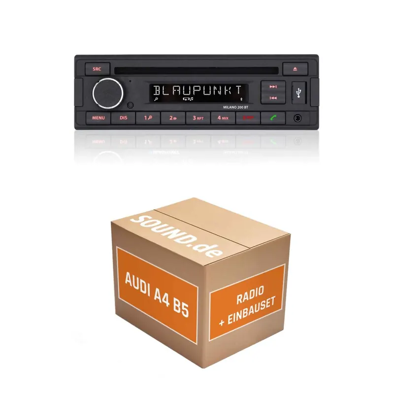 Autoradio Einbaupaket Blaupunkt Milano 200 BT für Audi A4 B5 + Delta Bose | Bluetooth USB