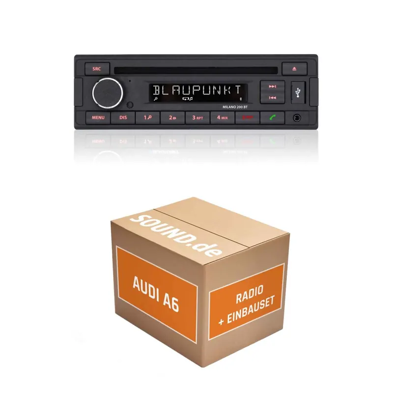 Autoradio Einbaupaket Blaupunkt Milano 200 BT für Audi A6 C5 Chorus Bose Bluetooth USB