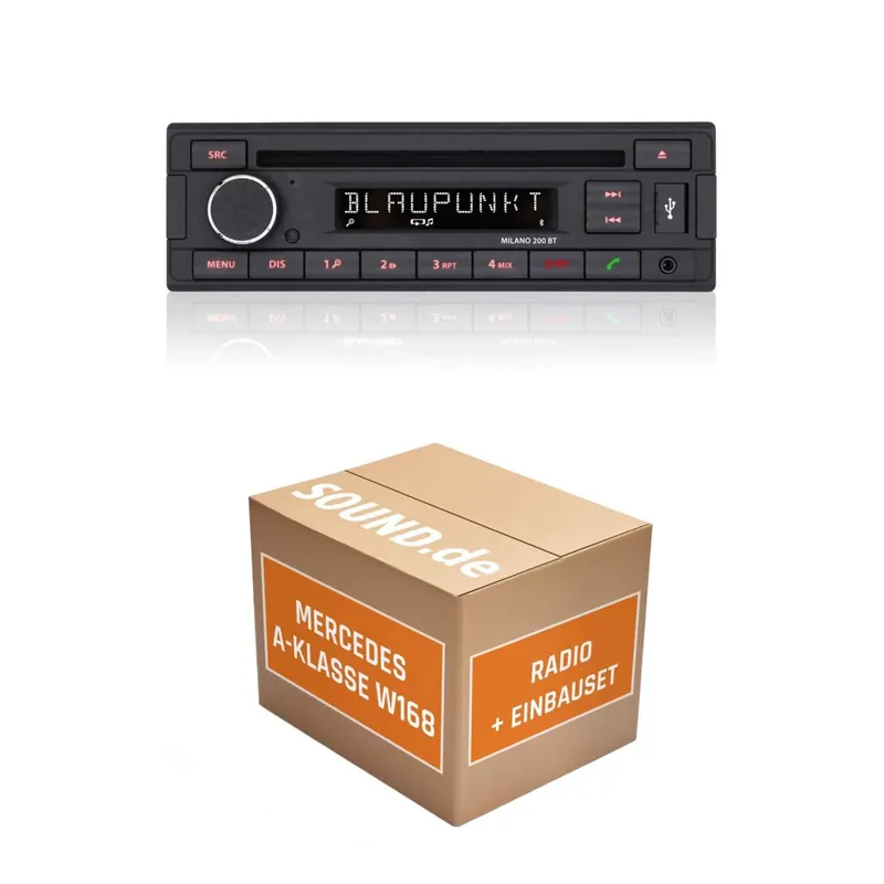 Autoradio Einbaupaket Blaupunkt Milano 200 BT passend für Mercedes A-Klasse W168 + Bose | Bluetooth USB