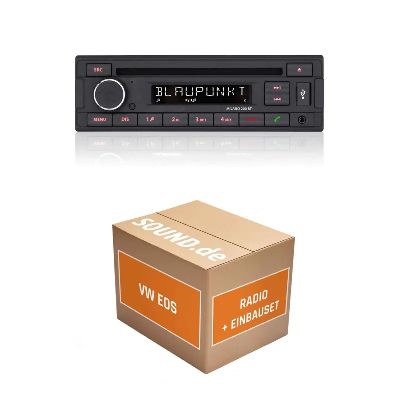 Autoradio Einbaupaket Blaupunkt Milano 200 BT passend für VW EOS mit Orientierungslinien | Bluetooth USB