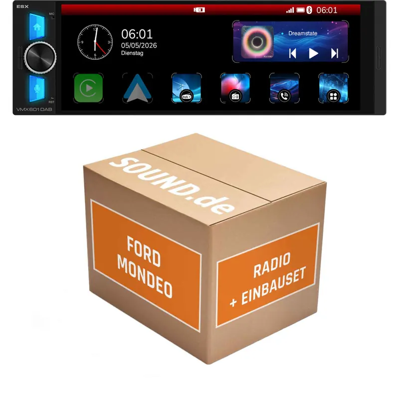 Autoradio Einbaupaket ESX VMX passend für Ford Mondeo '93 MK1 1993-1996 | CarPlay Wireless Android Auto Wireless Bluetooth