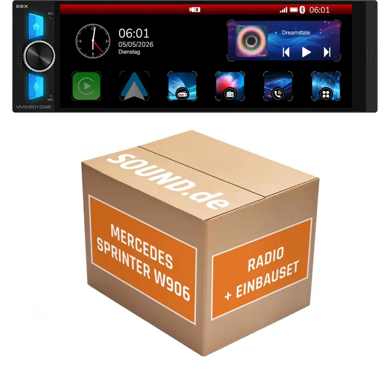 Autoradio Einbaupaket ESX VMX passend für Mercedes Sprinter NCV3 W906 (2006-2018) | CarPlay Wireless Android Auto Wireless Bluetooth