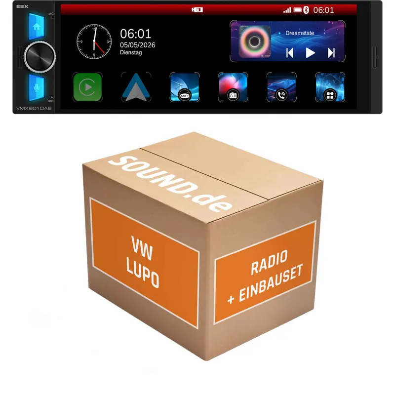 Autoradio Einbaupaket ESX VMX passend für VW Lupo 1998-2005 | CarPlay Wireless Android Auto Wireless Bluetooth