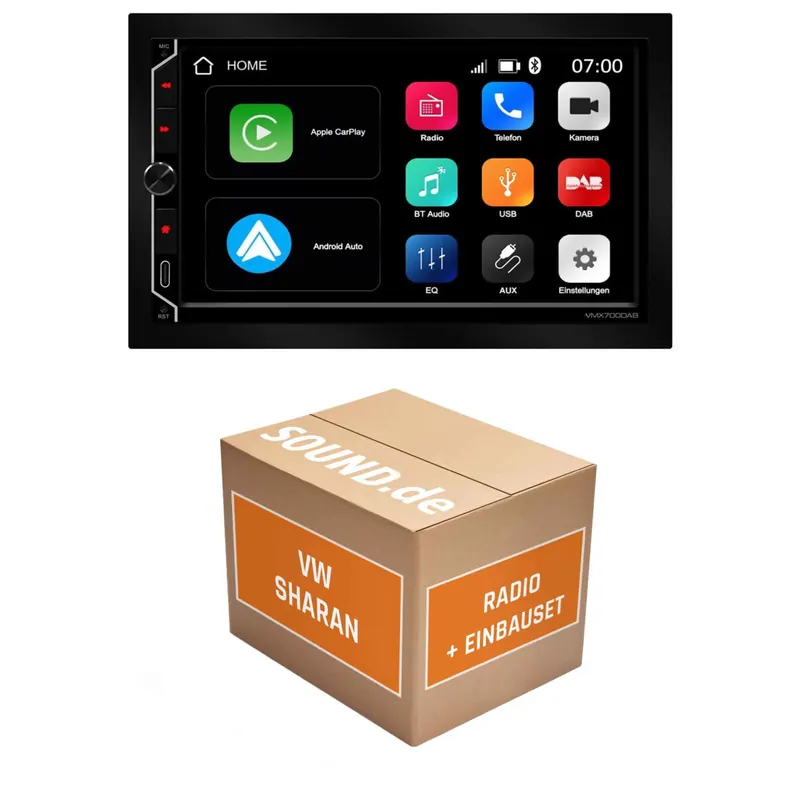 Autoradio Einbaupaket ESX VMX passend für VW Sharan II (2010 bis 2022) | CarPlay Wireless Android Auto Wireless Bluetooth