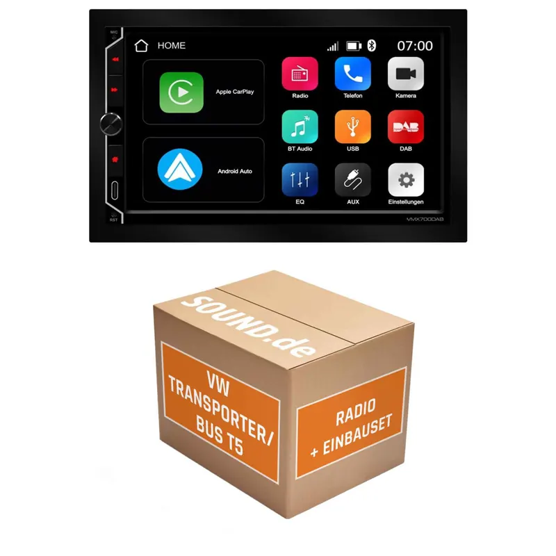 Autoradio Einbaupaket ESX VMX passend für VW T5 (2003-06-2015) | CarPlay Wireless Android Auto Wireless Bluetooth