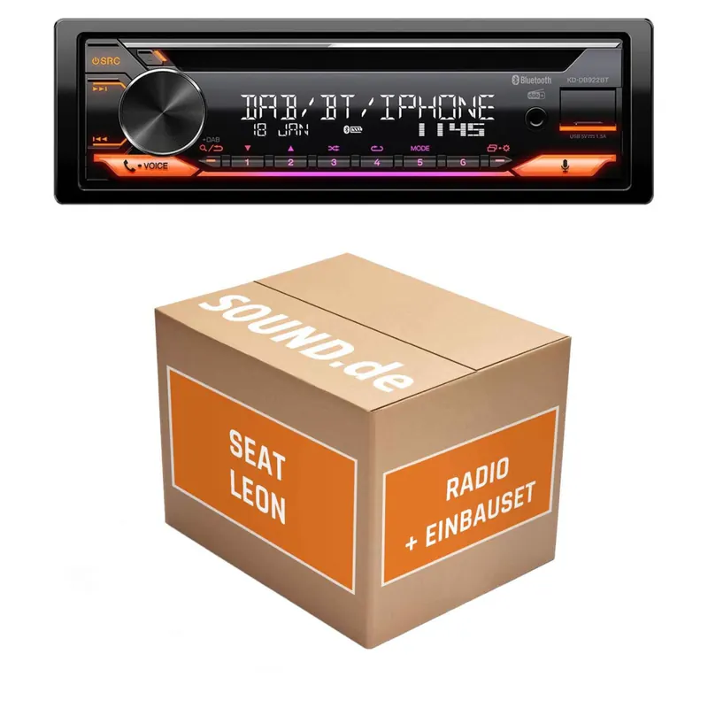 Autoradio Einbaupaket JVC KD-DB922BT passend für Seat Leon II 1 P Schwarz | Bluetooth Telefonieren Audiostreaming