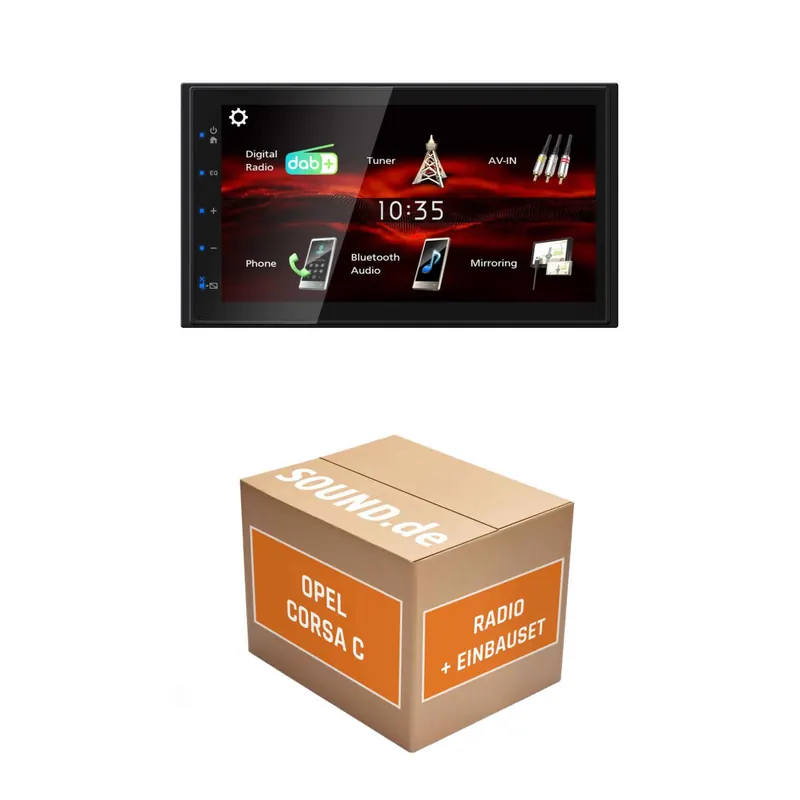 Autoradio Einbaupaket JVC KW-M180DBT für Opel Corsa C + CC 20 + Lenkradfernbedienung Matt-Chrom Bluetooth USB