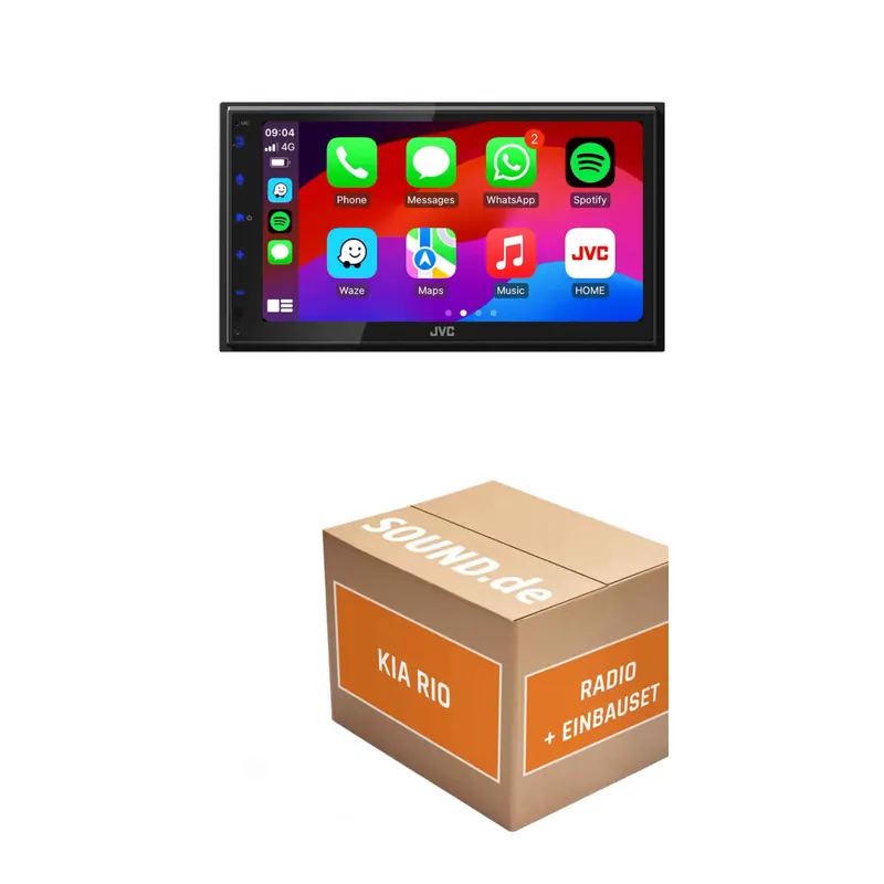 Autoradio Einbaupaket JVC KW-M695DBW passend für KIA Rio 3 UB + Lenkradfernbedienung | CarPlay Wireless Android Auto Wireless
