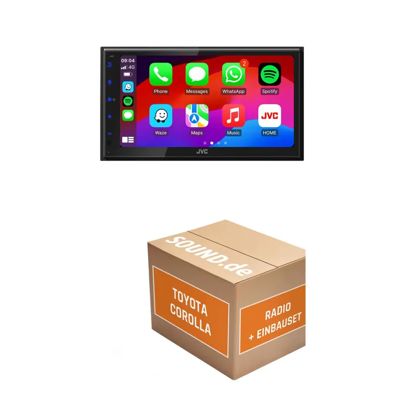 Autoradio Einbaupaket JVC KW-M695DBW passend für Toyota Corolla E12 | CarPlay Wireless Android Auto Wireless