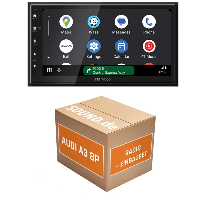 Autoradio Einbaupaket Kenwood DMX passend für Audi A3 8P 2003-2013 | CarPlay Wireless Android Auto Wireless