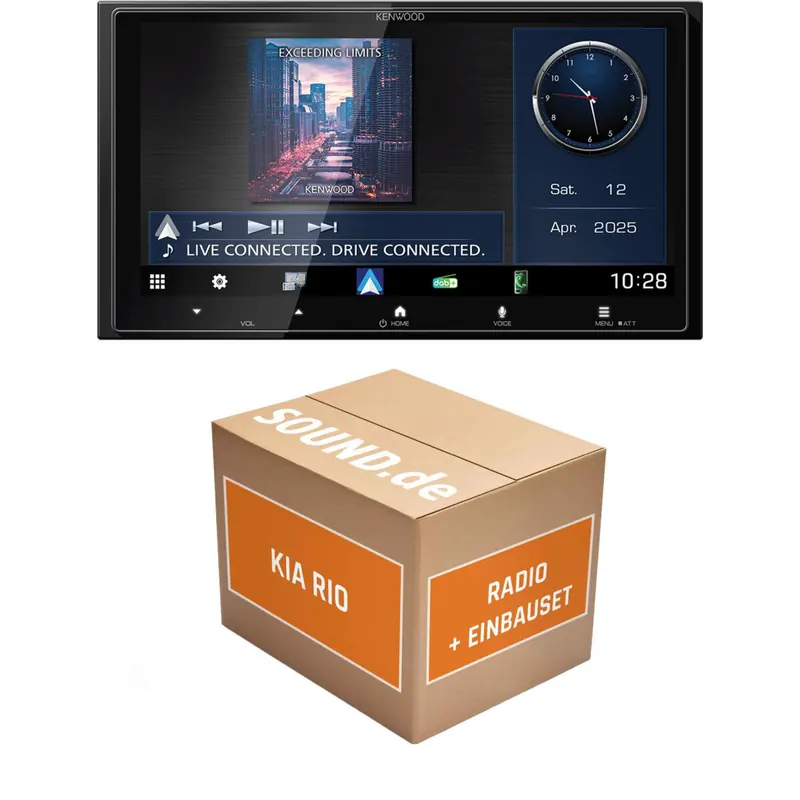 Autoradio Einbaupaket Kenwood DMX passend für KIA Rio UB (vor Facelift 2011-03/2015) | CarPlay Wireless Android Auto Bluetooth