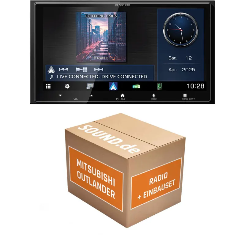 Autoradio Einbaupaket Kenwood DMX passend für Mitsubishi Outlander CWO (seit 2012) | CarPlay Wireless Android Auto Bluetooth
