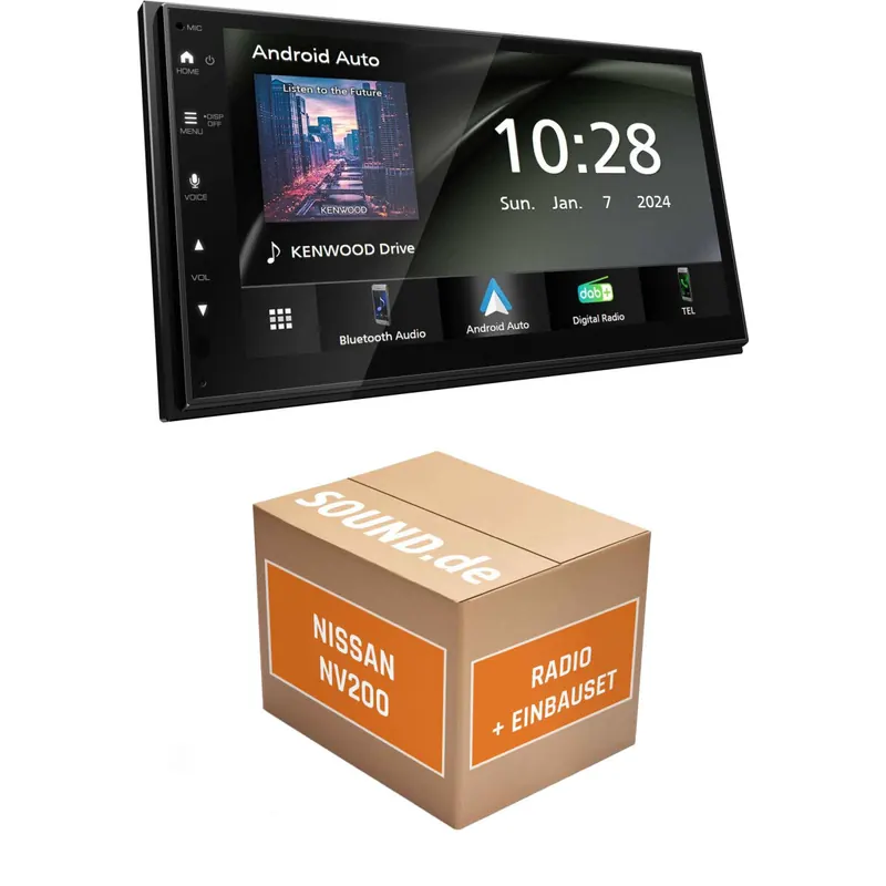 Autoradio Einbaupaket Kenwood DMX passend für Nissan NV200 (2009-2021) | Apple Carplay Android Auto APP Spiegelung