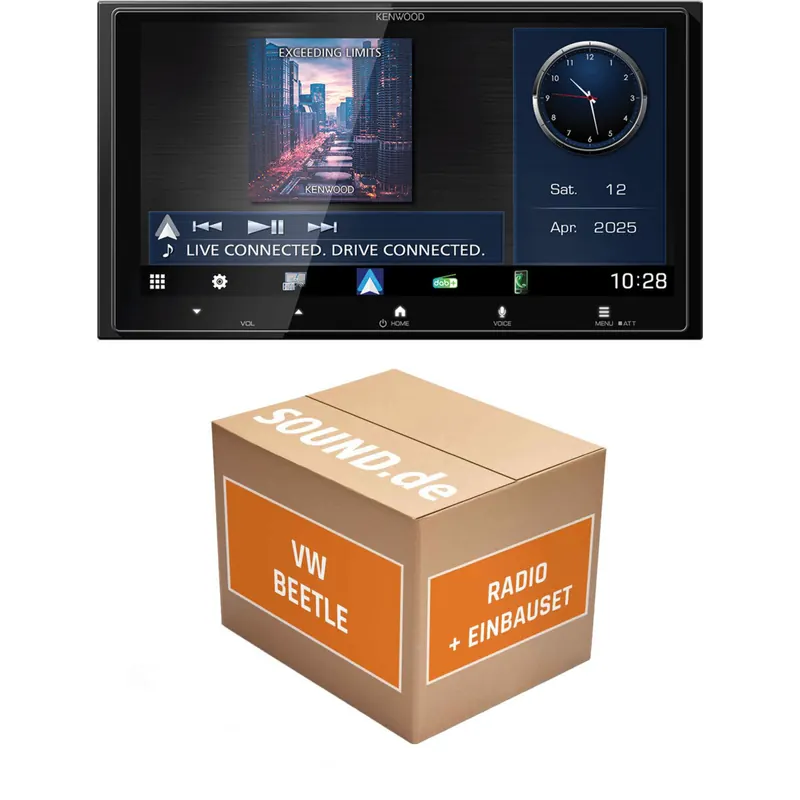 Autoradio Einbaupaket Kenwood DMX passend für VW Beetle (nach Facelift 06/2016-2019) | CarPlay Wireless Android Auto Bluetooth