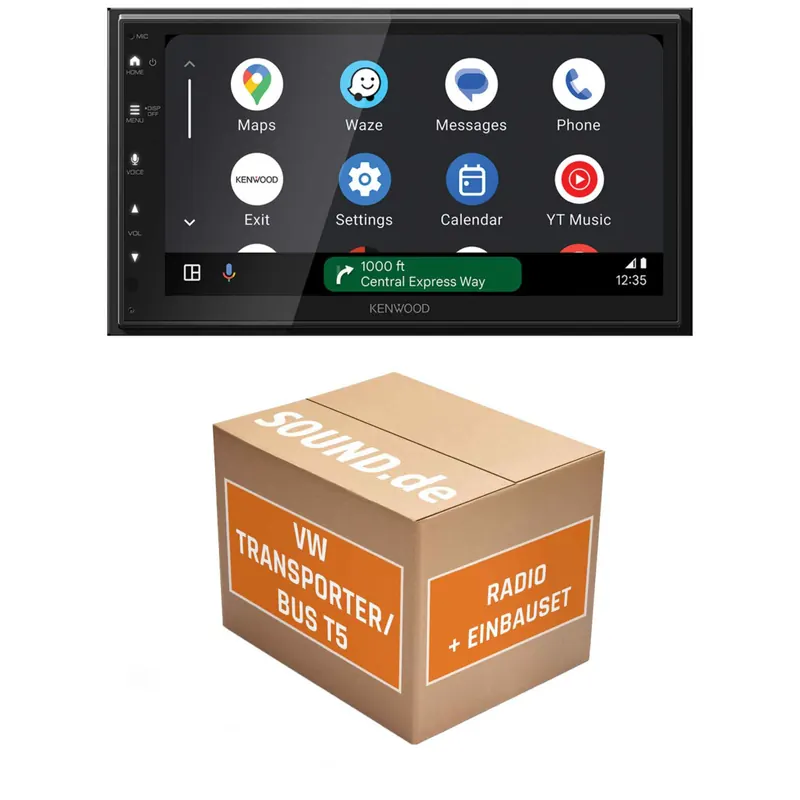 Autoradio Einbaupaket Kenwood DMX passend für VW T5 (2003-06-2015) | CarPlay Wireless Android Auto Wireless