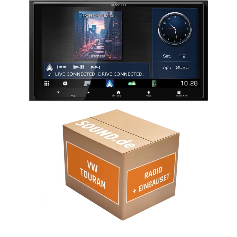Autoradio Einbaupaket Kenwood DMX passend für VW Touran II (seit 2015) | CarPlay Wireless Android Auto Bluetooth