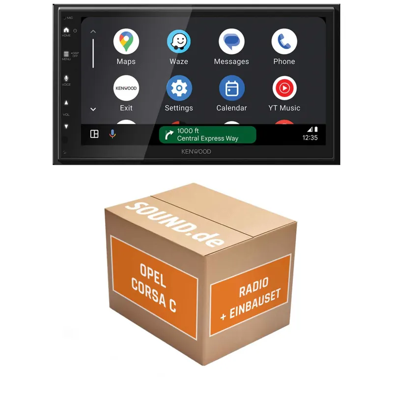 Autoradio Einbaupaket Kenwood DMX6523DABS für Opel Corsa C mit CDR 2005 Lenkradfernbedienung Schwarz CarPlay Wireless Android Auto Wireless