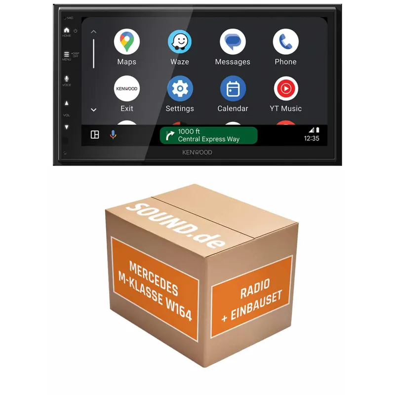 Autoradio Einbaupaket Kenwood DMX6523DABS passend für Mercedes M-Klasse W164 | CarPlay Wireless Android Auto Wireless