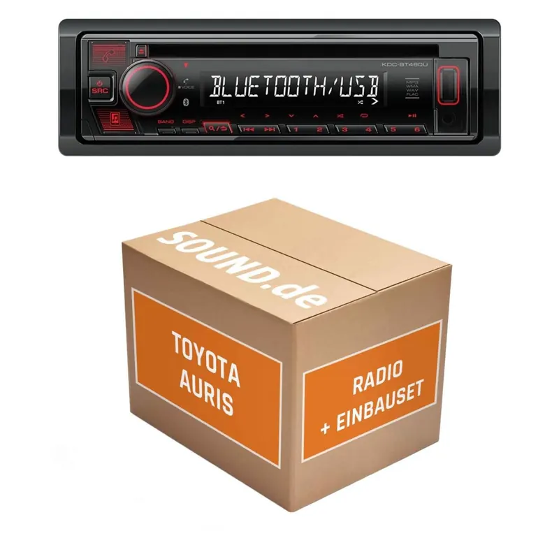 Autoradio Einbaupaket Kenwood KDC-BT460U passend für Toyota Auris E180 Schwarz | Bluetooth USB