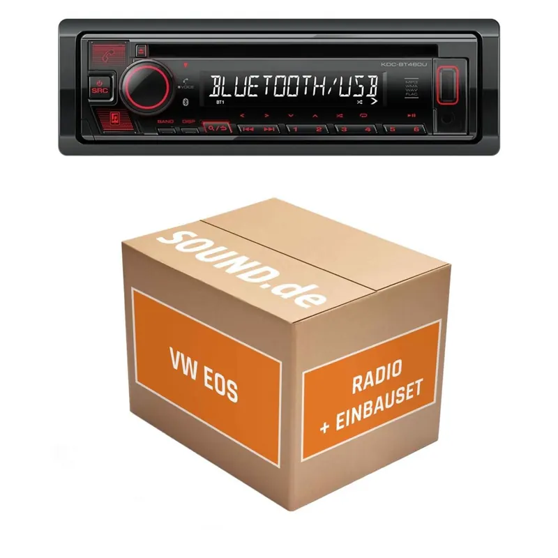 Autoradio Einbaupaket Kenwood KDC-BT460U passend für VW EOS + optisches PDC Schwarz | Bluetooth USB