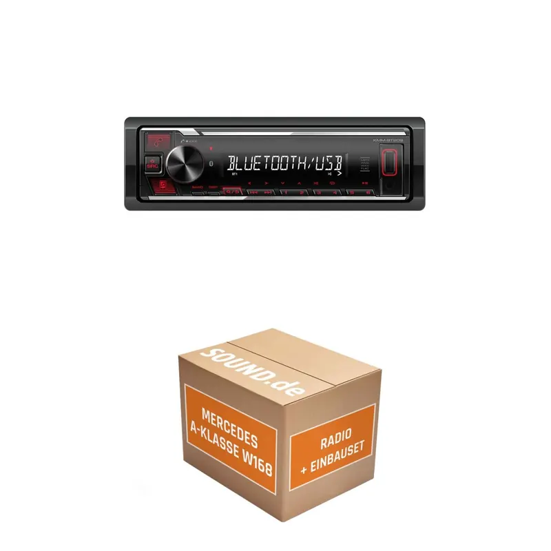 Autoradio Einbaupaket Kenwood KMM-BT209 passend für Mercedes A-Klasse W168 | Bluetooth USB Telefonieren