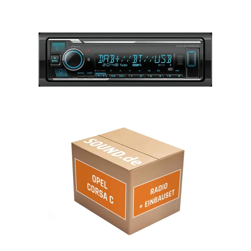 Autoradio Einbaupaket Kenwood KMM BT508DAB für Opel Corsa C + CAR 2003 schwarz Bluetooth Telefonieren DAB+