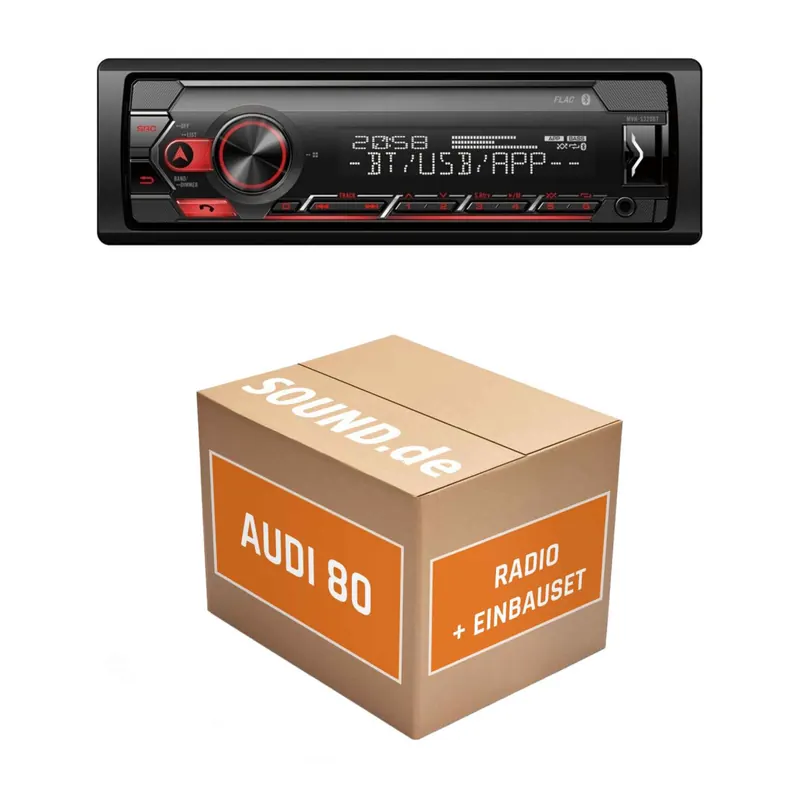 Autoradio Einbaupaket mit Pioneer MVH-S320BT passend für Audi 80 B3 Typ 89 | Bluetooth USB