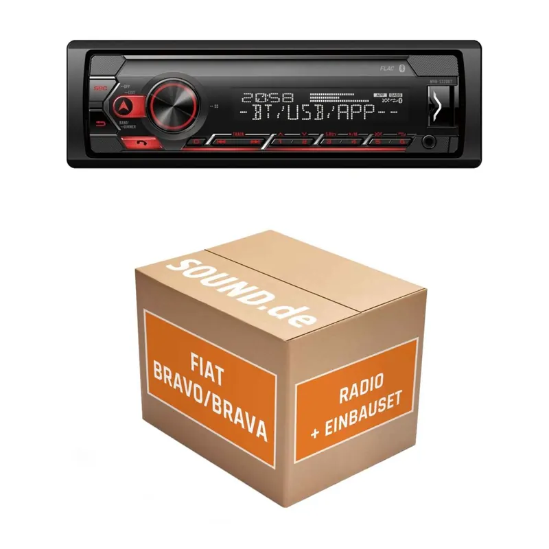 Autoradio Einbaupaket mit Pioneer MVH-S320BT passend für Fiat Brava | Bluetooth USB