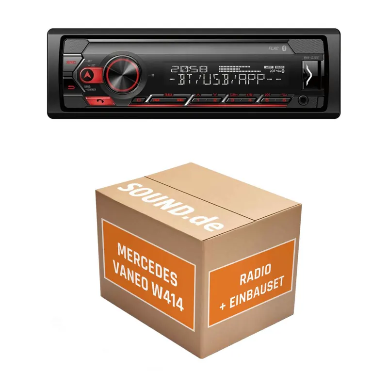 Autoradio Einbaupaket Pioneer MVH-S320BT passend für Mercedes Vaneo W414 + Bose | Bluetooth USB