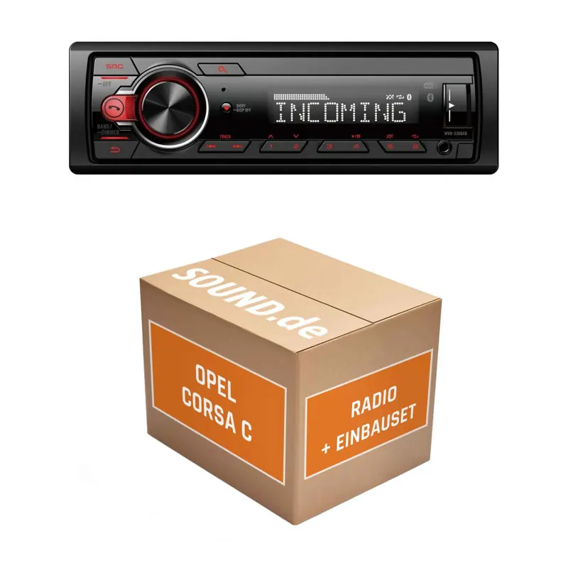 Autoradio Einbaupaket Pioneer MVH330DAB für Opel Corsa C + CAR 2003 schwarz Bluetooth Telefonieren