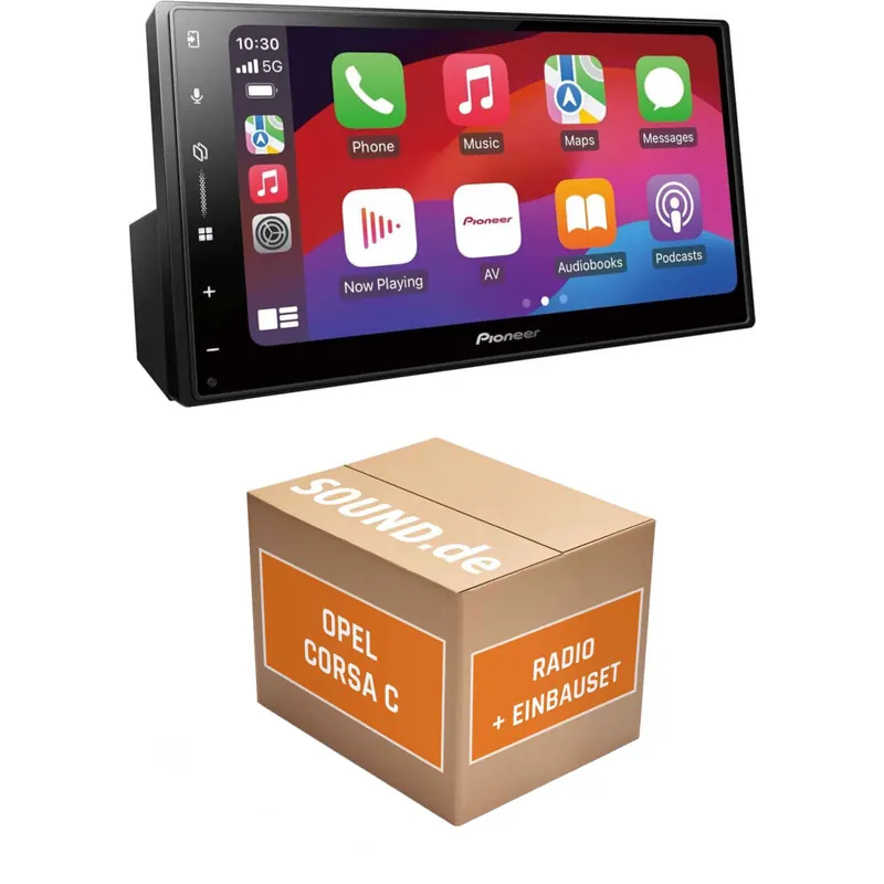 Autoradio Einbaupaket Pioneer SPH-DA77DAB für Opel Corsa C mit CDR 2005 Schwarz Apple CarPlay Android Auto