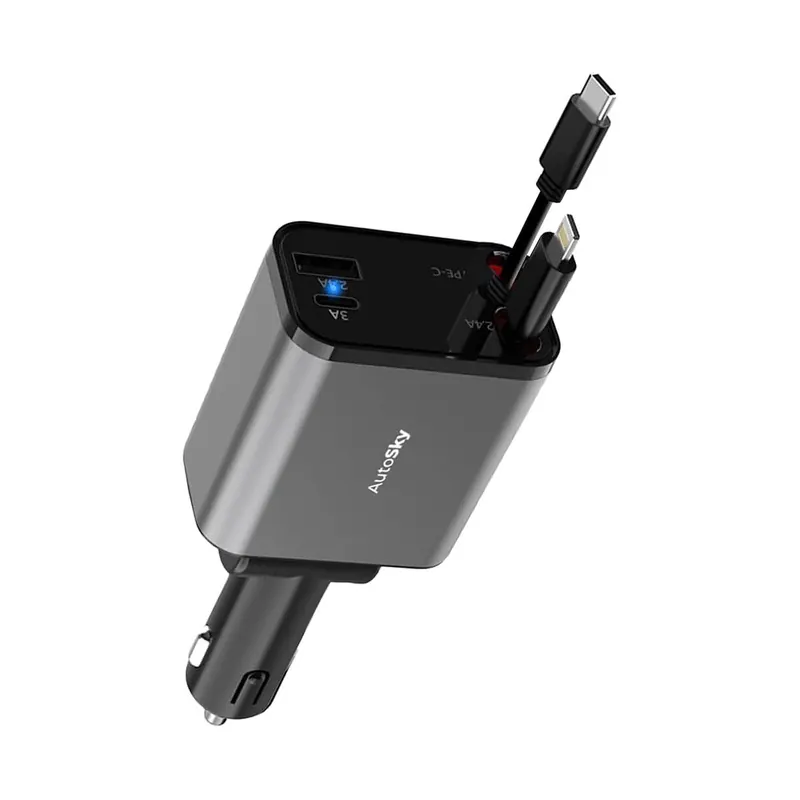 AutoSky 4-in-1 Retractable Car Charger ARCC-101 | 4-in-1 Autolagerät mit Schnellladefunktion