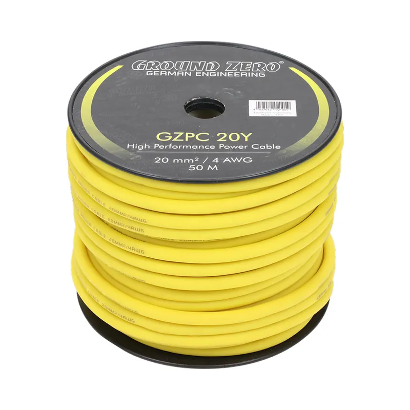 Ground Zero GZPC 20Y | 20 mm² High-Quality CCA Stromkabel – gelb