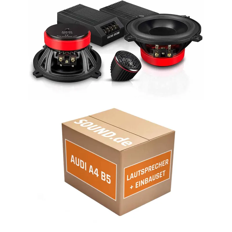 Lautsprecher Boxen Einbaupaket Armaturenbrett Emphaser ECP-M5 passend für Audi A4 B5 + Cabrio | 2x Tief-Mitteltöner 2x Hochtöner