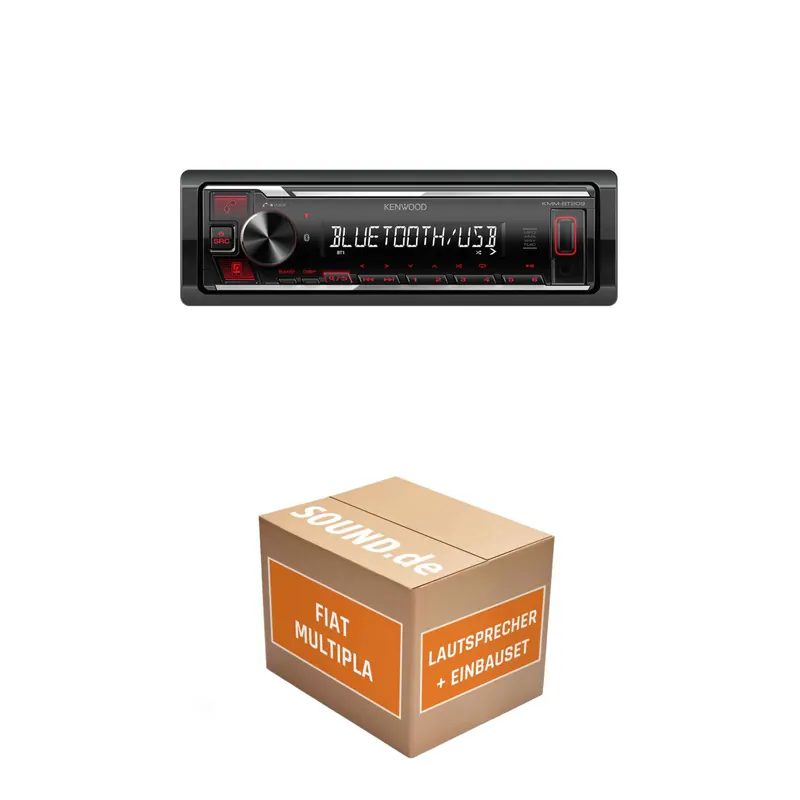 Lautsprecher Boxen Einbaupaket Front Kenwood KMM-BT209 passend für Multipla 2 | Bluetooth USB Telefonieren