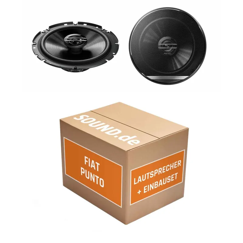 Lautsprecher Boxen Einbaupaket Front Pioneer TS-G1720F passend für Fiat Punto Typ 188 | 2x Tief-Mitteltöner mit integriertem Hochtöner 300W MAX