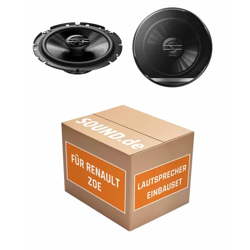 Lautsprecher Boxen Einbaupaket Front Pioneer TS-G1720F passend für Renault Zoe | 2x Tief-Mitteltöner mit integriertem Hochtöner 300W MAX