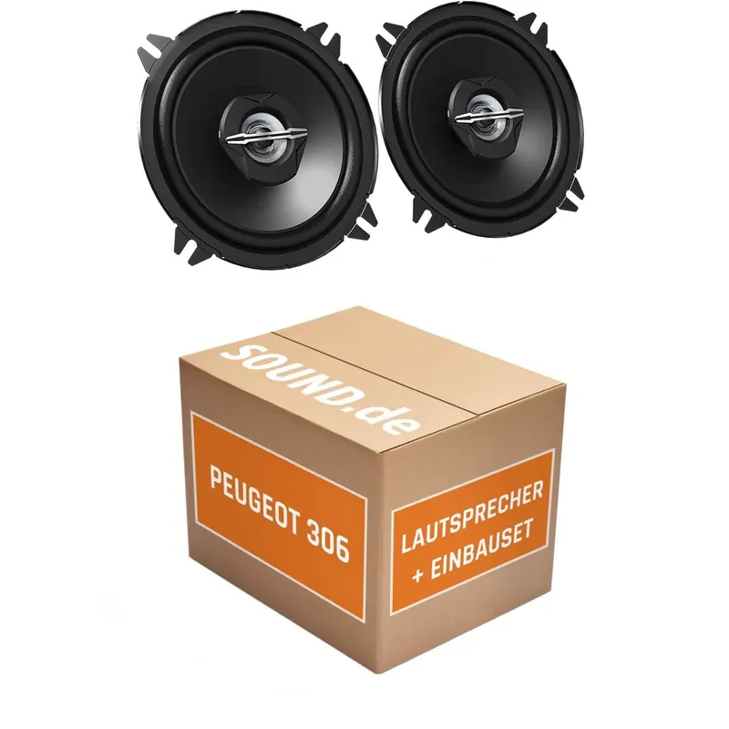 Lautsprecher Boxen Einbaupaket Heck JVC CS-J520 passend für Peugeot 306 + Cabrio | 2x Tief-Mitteltöner mit integriertem Hochtöner 250W MAX