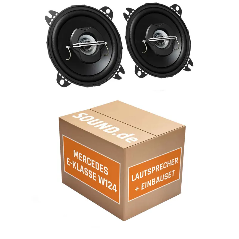 Lautsprecher Boxen Einbaupaket hinten JVC CS-J420 passend für Mercedes E-Klasse W124 + Kombi | 2x Tief-Mitteltöner mit integriertem Hochtöner 210W MAX