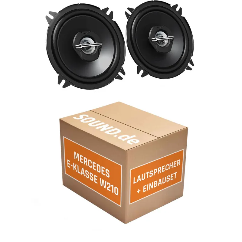 Lautsprecher Boxen Einbaupaket hinten JVC CS-J520 passend für Mercedes E-Klasse W210 + Kombi | 2x Tief-Mitteltöner mit integriertem Hochtöner 250W MAX