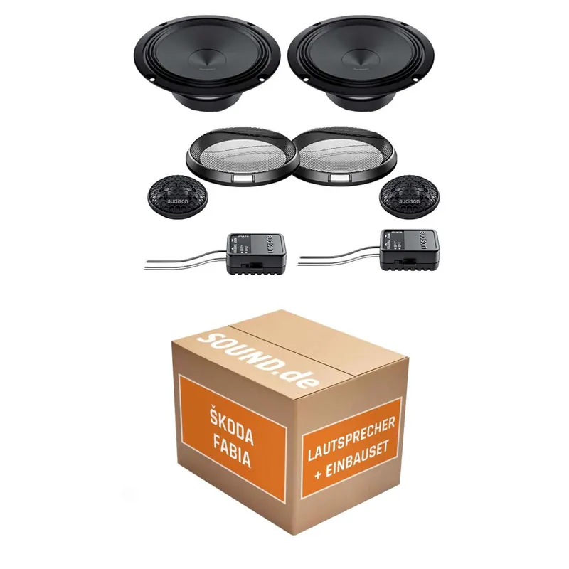 Lautsprecher Boxen Einbaupaket vorne Audison APK-165 passend für Skoda Fabia III | 2x Tief-Mitteltöner 2x Hochtöner