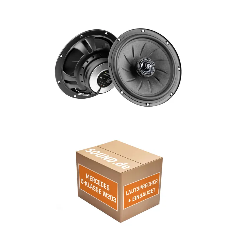 Lautsprecher Boxen Einbaupaket vorne Eton PFX16 passend für Mercedes C-Klasse W 203 + Sportcoupe | 2x Tief-Mitteltöner mit integriertem Hochtöner 100W MAX