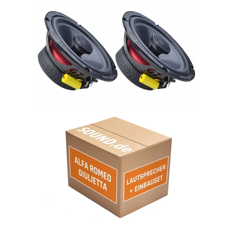Lautsprecher Boxen Einbaupaket vorne Ground Zero GZRF 6.5SQX passend für Alfa Romeo Giulietta 940 | 2x Tief-Mitteltöner mit integriertem Hochtöner 140W MAX