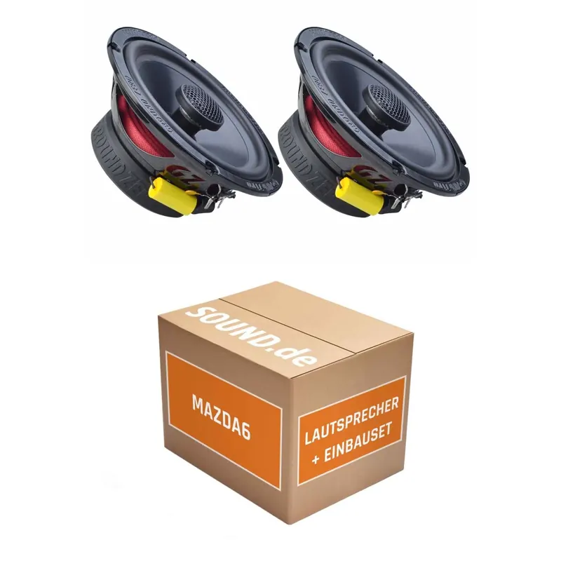 Lautsprecher Boxen Einbaupaket vorne Ground Zero GZRF 6.5SQX passend für Mazda6 3. Generation Typ GJ/GL | 2x Tief-Mitteltöner mit integriertem Hochtöner 140W MAX