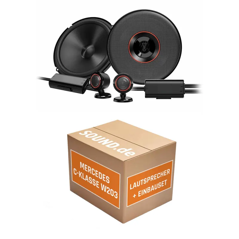 Lautsprecher Boxen Einbaupaket vorne JBL Club3 64CTP passend für Mercedes C-Klasse W 203 + Sportcoupe | 2x Tief-Mitteltöner mit integriertem Hochtöner 210W MAX