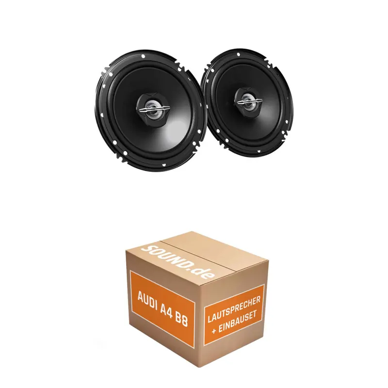 Lautsprecher Boxen Einbaupaket vorne JVC CS-J620X passend für Audi A4 B8 Typ 8K + Avant/Kombi | 2x Tief-Mitteltöner inkl. Hochtöner 300W