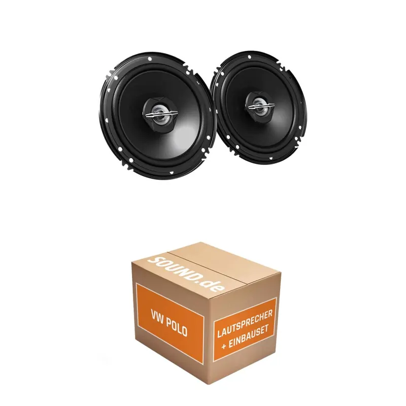 Lautsprecher Boxen Einbaupaket vorne JVC CS-J620X passend für VW Polo 4 | 2x Tief-Mitteltöner inkl. Hochtöner 300W