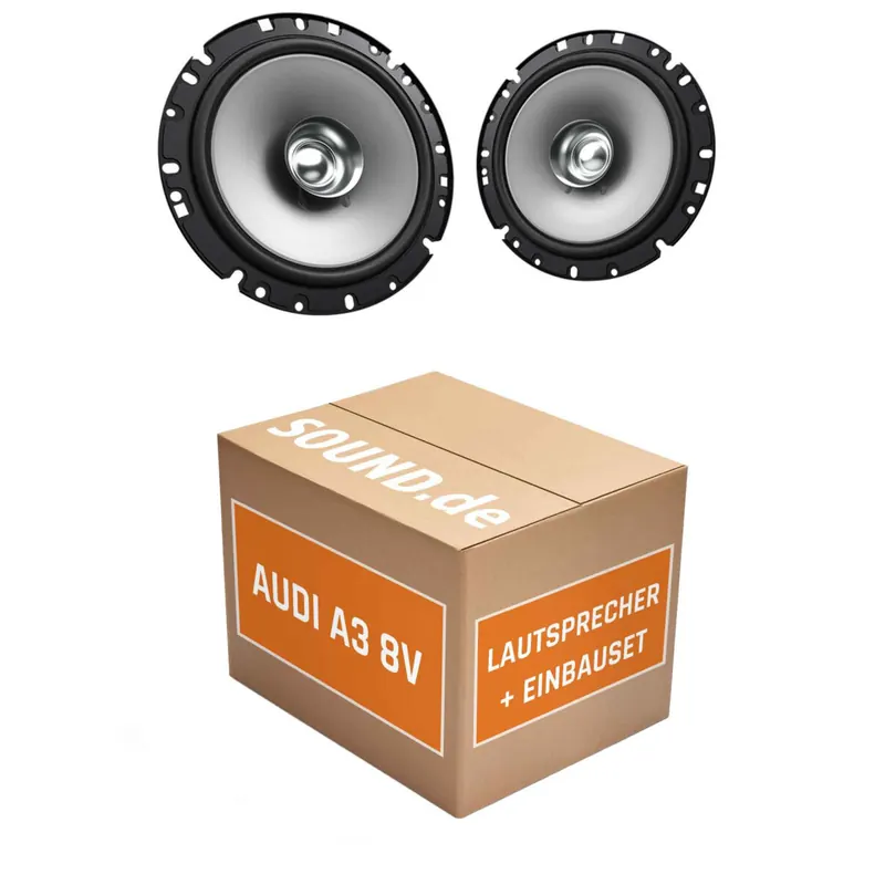 Lautsprecher Boxen Einbaupaket vorne Kenwood KFC-S1756 passend für Audi A3 8V + Soundsystem + Cabrio | 2x Tief-Mitteltöner mit integriertem Hochtöner 300W MAX