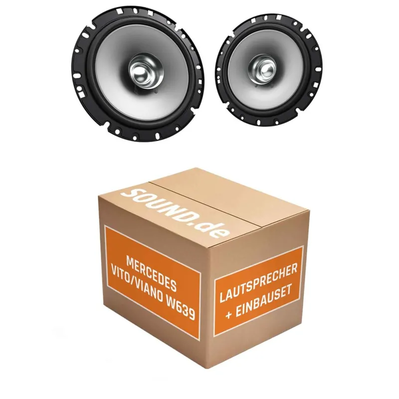 Lautsprecher Boxen Einbaupaket vorne Kenwood KFC-S1756 passend für Mercedes Vito/Viano W639 | 2x Tief-Mitteltöner mit integriertem Hochtöner 300W MAX
