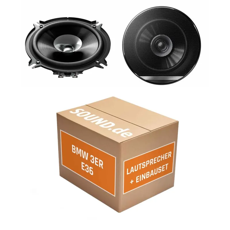 Lautsprecher Boxen Einbaupaket vorne Pioneer TS-G1310F passend für BMW 3er E36 + Limousine | 2x Tief-Mitteltöner mit integriertem Hochtöner 230W MAX